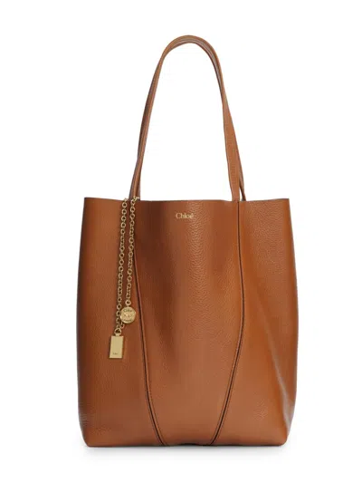 Chloé Women's Medium Spin Sweet Leather Tote Bag In Brown