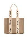 Chloé Chloe Women Multicolor Canvas Medium Woody Shopping Bag In Brown
