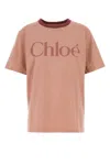 Chloé Pink Cotton T-shirt With Logo In Pink