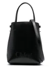 Chloé Sense Leather Bucket Bag With Circular Handles In Black