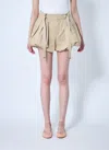 Chloé Balloon Cotton Shorts With Lateral Adjustable Straps In Neutral