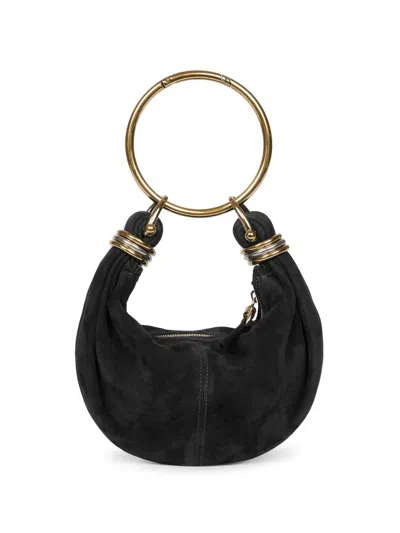 Chloé Women's Mini Bracelet Suede Hobo Bag In Black