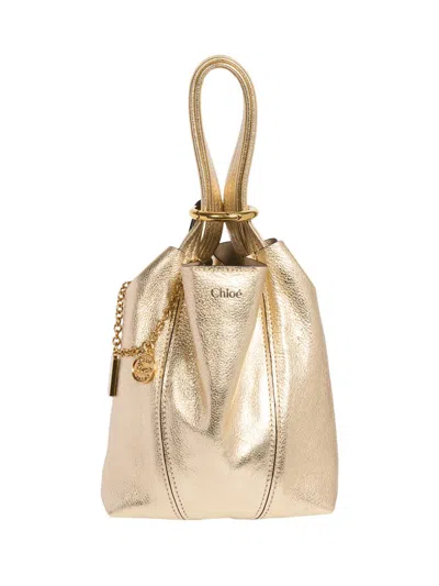 Chloé Women's Mini Spin Metallic Leather Tote Bag In Gold