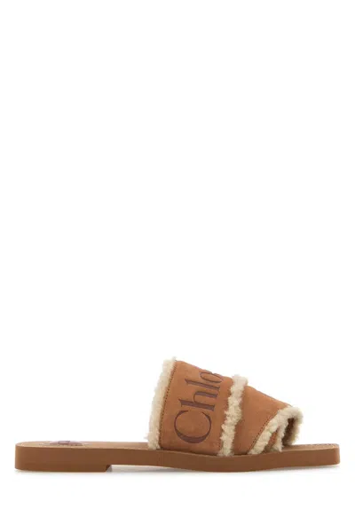Chloé Women's Mini Woodand Sliofs Sandals In Brown