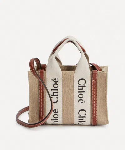 Chloé Chloè Woody Canvas And Leather Nano Bag In Multi