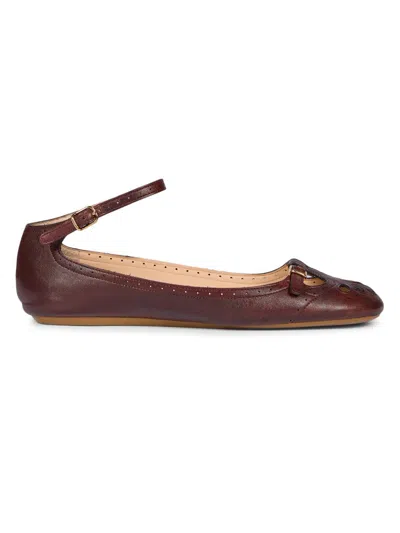 Chloé Women's Misty Cut-out Leather Ballet Flats In Burgundy