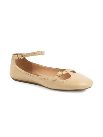 Chloé Women's Misty Perforated Leather T-strap Flats In Nude