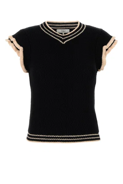 Chloé Striped-border Vest In Black