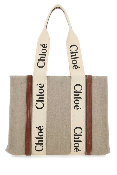Chloé Chloe Women Multicolor Canvas Medium Woody Shopping Bag