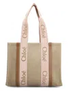 Chloé Women's Multicolor Linen Medium Woody Shopping Bag | Chc23as383l17 Color 26y