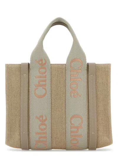 Chloé Women's Multicolor Linen Small Woody Shopping Bag | Chc23as397l17 Color 23f