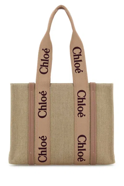 Chloé Chloe Women Multicolor Linen Woody Shopping Bag