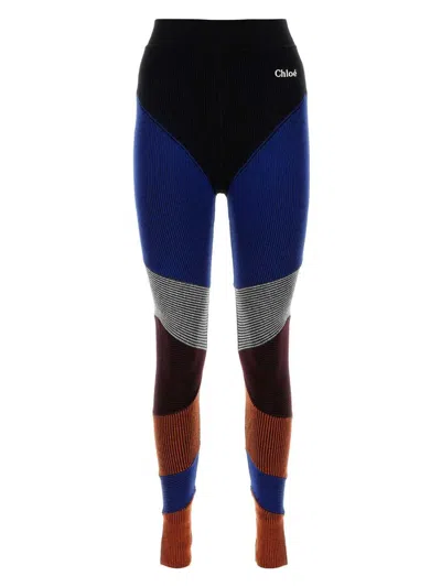 CHLOÉ WOMEN'S MULTICOLOR STRETCH WOOL BLEND LEGGINGS | SIZE XS | CHC24SMT81800 COLOR 9CA