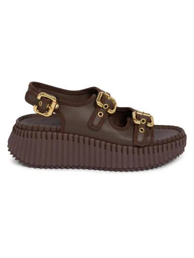 Chloé Women's Nama 50mm Suede Flatform Sandals In Brown