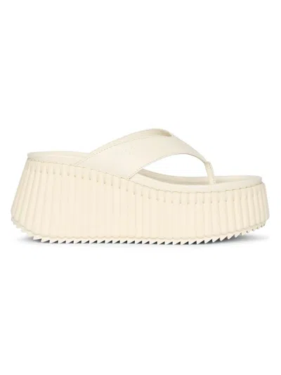 Chloé Women's Nama Leather Wedge Sandals In White