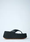 Chloé Heeled Leather Platform Sandals With Ribbed Sole In Black
