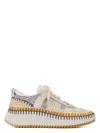 Chloé Nama Embroidered Suede And Recycled-mesh Sneakers In Beige