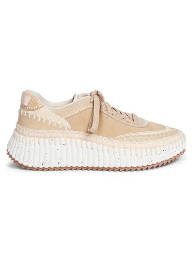 Chloé Women's Nama Suede & Leather Low-top Sneakers In Blossom Beige