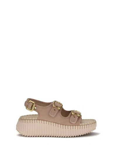 Chloé Women Nama Wedge Sandals In Pink