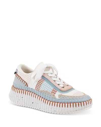 Chloé Nama Low-top Sneaker In Lower-impact Mesh In Delicate Blue