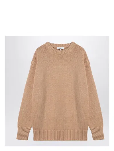 Chloé Women's Nude Cashmere And Cotton Oversize Jumper Sweater