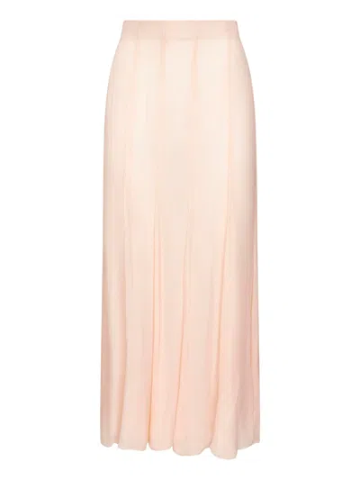 CHLOÉ CHLOÉ WOMEN NUDE SILK MUSLIN FLUID MAXI SKIRT