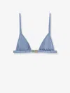 Chloé Nylon Bikini Top With Logo In Blue