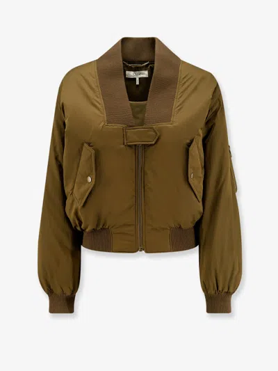 Chloé Chloe' Women Nylon Bomber Jacket In Brown
