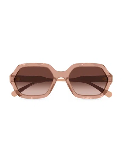 Chloé Women's Olivia 56mm Acetate Rectangular Sunglasses In Taupe Brown Gradient