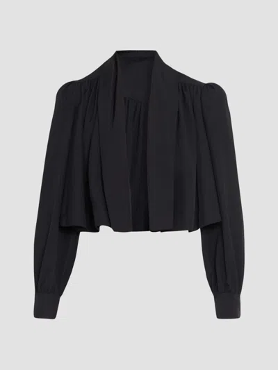 Chloé Women's Open-front Pleated Crop Blazer In Black