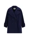 Chloé Structured Double-breasted Jacket Notched Lapels In Blue