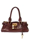 Chloé Paddington Brown Shoulder Bag With Oversized Padlock And C-shaped Buckles In Grainy Leather Woman In Brown