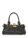 Chloé Women 'paddington' Dark Brown Shoulder Bag With Oversized Padlock And C-shaped Buckles In Grai In Brown