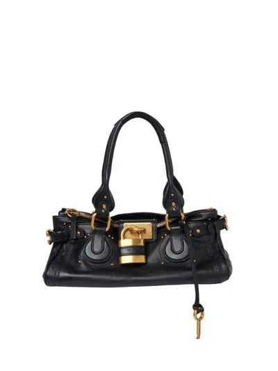 Chloé Dark Brown Leather Paddington Shoulder Bag In Black