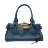 Chloé Paddington Large Leather Shoulder Bag In Blue