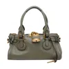 Chloé Paddington Brown Leather Bag In Green