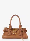 Chloé Paddington Padlock Shoulder Bag In Leather In Brown