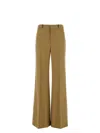 Chloé Wool Grain De Poudre Flare Leg Pants In Brown