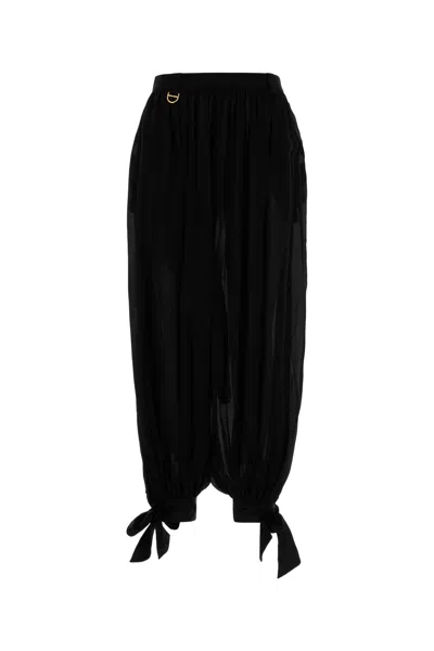 Chloé Chloe Women Pantaloni Fluidi A Pieghe In Charmeuse Di Seta In Black