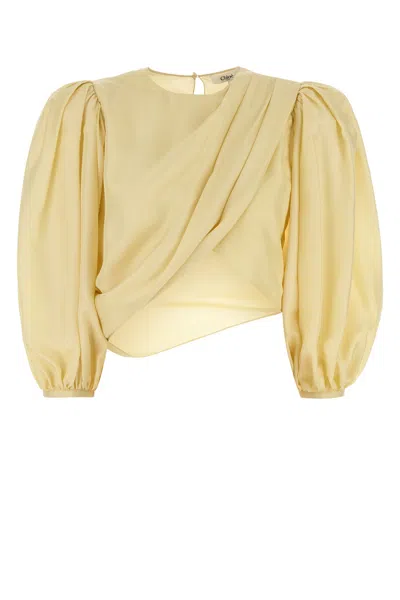 CHLOÉ CHLOE WOMEN PASTEL YELLOW SATIN BLOUSE