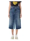 Chloé Blue Bermuda Patchwork Denim Shorts In Dark Night Blue