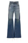 Chloé Patchwork Cotton Denim Jeans In Blue