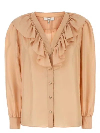 CHLOÉ WOMEN'S PEACH SATIN SHIRT