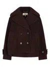 Chloé Women Violet Double-breasted Jacket With Wide Notched Revers And Dropped Shoulders In Wool Ble In Burgundy
