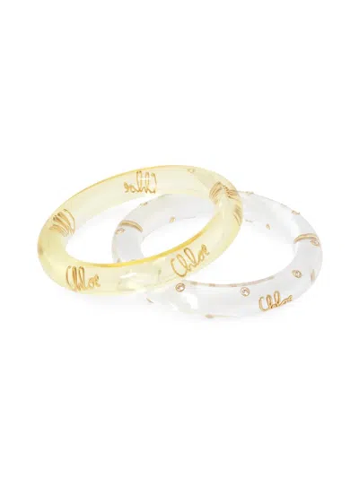 Chloé Women's Plage Goldtone & Crystal 2-piece Bangle Set In Yellow