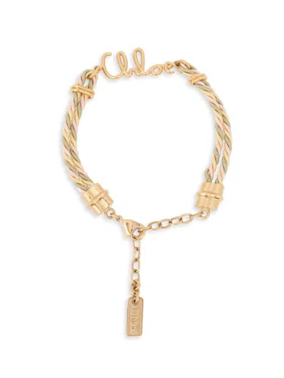 Chloé Women's Plage Goldtone Woven Logo Bracelet In Multi