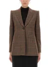 Chloé Single-breasted Checked Brown Wool Jacket Women In Brown