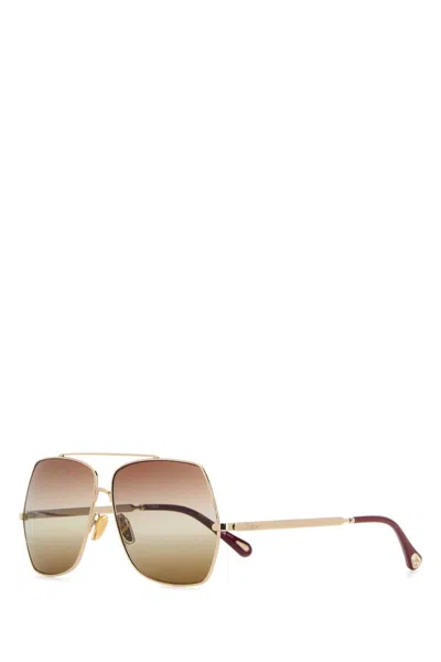 Chloé Chloe Women Platinum Metal Sunglasses In Multi