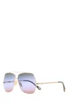Chloé Square Metal Sunglasses Gradient Lenses In Gold