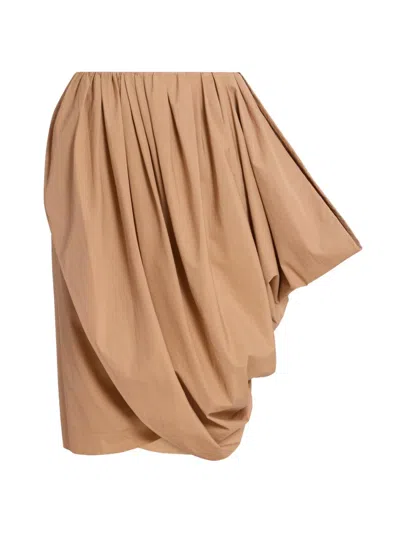 Chloé Draped Midi Skirt Elastic Waistband Pocket In Pink